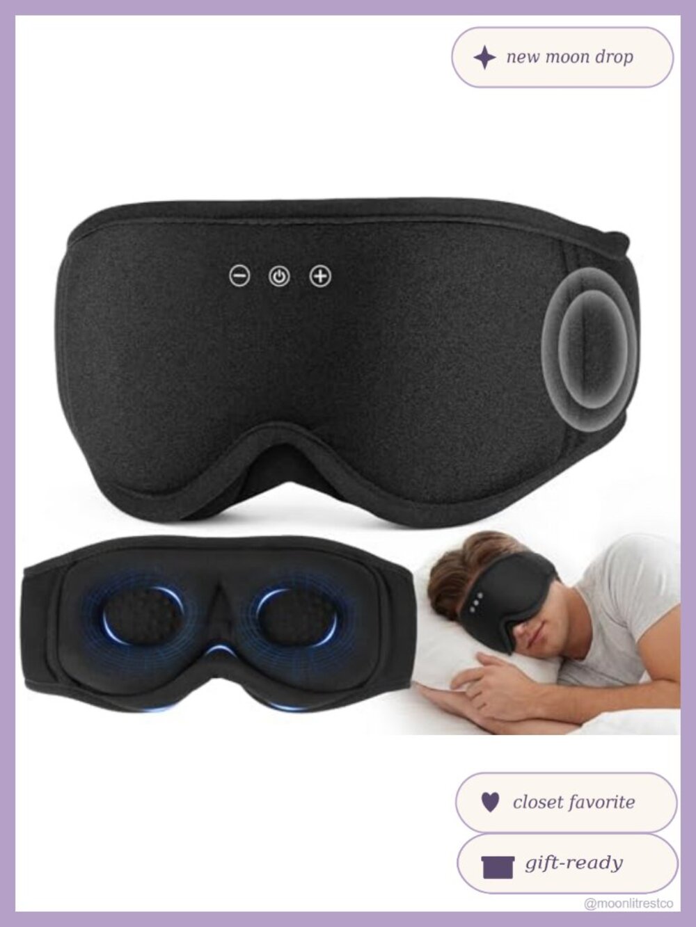 Bluetooth Sleep Mask Headphones Light Blocking Contoured Eye Cups